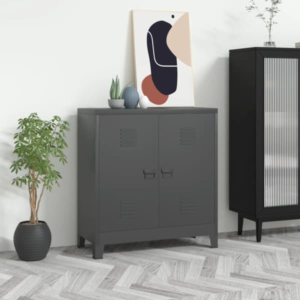 The Living Store industrielt opbevaringsskab 90x40x100 cm stål antracitgrå - Opbevaringskister