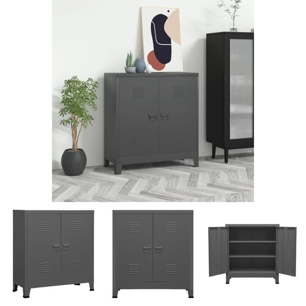 The Living Store industrielt opbevaringsskab 90x40x100 cm stål antracitgrå - Opbevaringskister