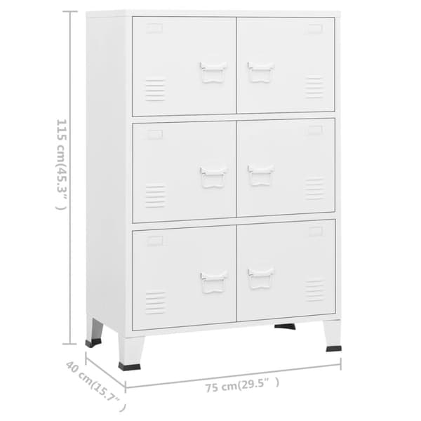 The Living Store Industriellt förvaringsskåp vit 75x40x115 cm metall - Lagringskistor