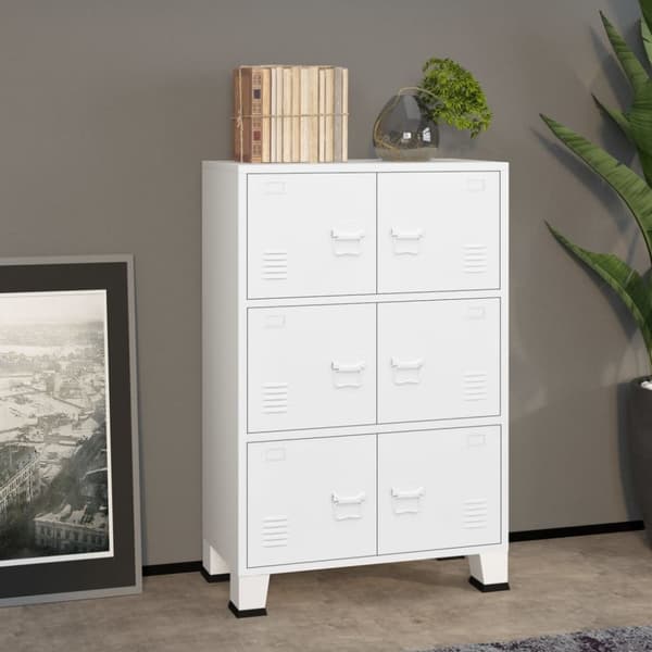 The Living Store Industriellt förvaringsskåp vit 75x40x115 cm metall - Lagringskistor