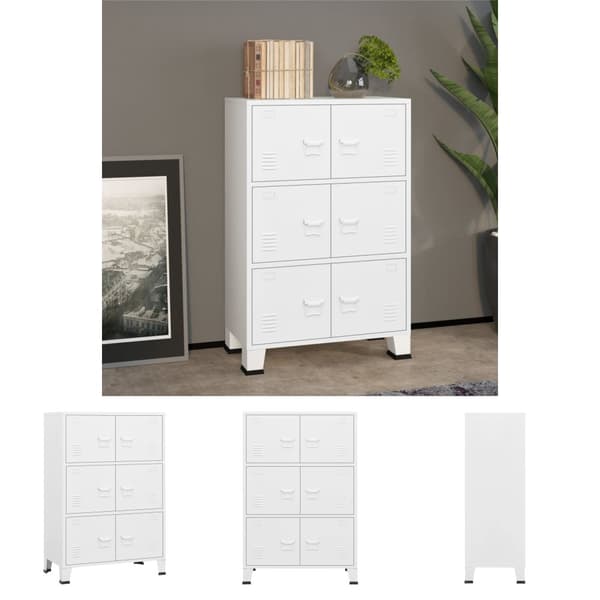 The Living Store Industriellt förvaringsskåp vit 75x40x115 cm metall -  Lagringskistor