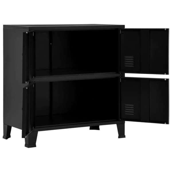 The Living Store industrielt opbevaringsskab 75x40x80 cm stål sort - Opbevaringskister