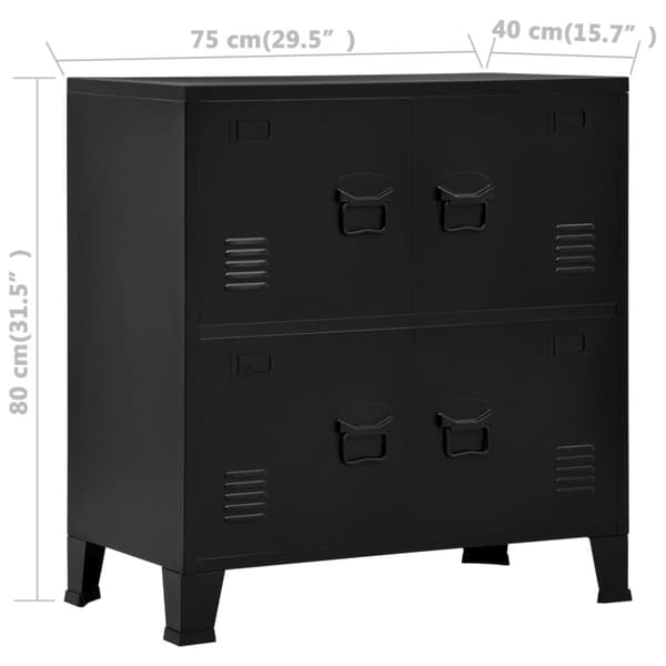The Living Store industrielt opbevaringsskab 75x40x80 cm stål sort - Opbevaringskister