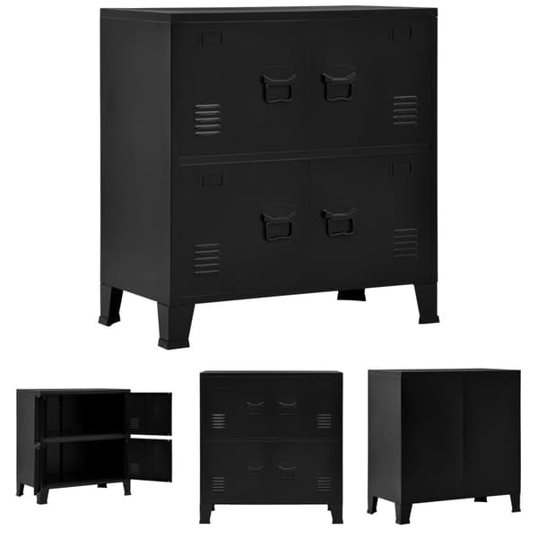 The Living Store industrielt opbevaringsskab 75x40x80 cm stål sort - Opbevaringskister
