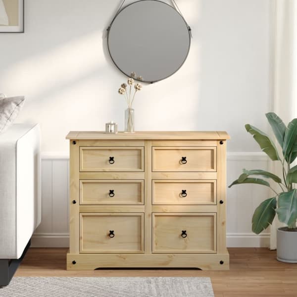 The Living Store kommode Corona 110x43x91 cm massivt fyrretræ - Opbevaringskister