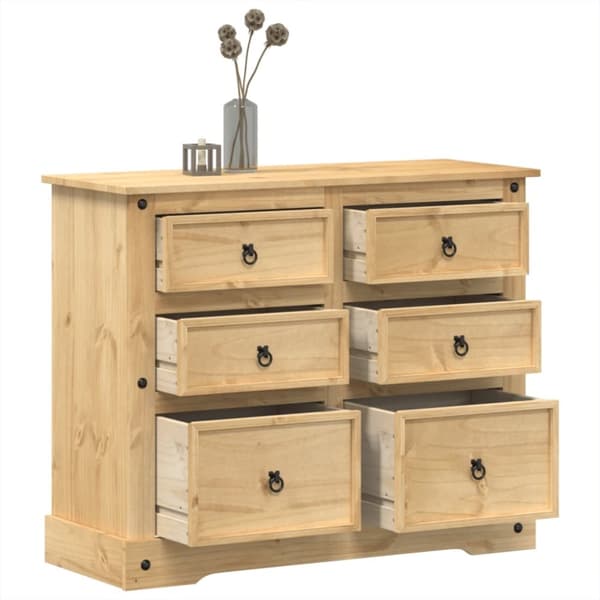 The Living Store kommode Corona 110x43x91 cm massivt fyrretræ - Opbevaringskister