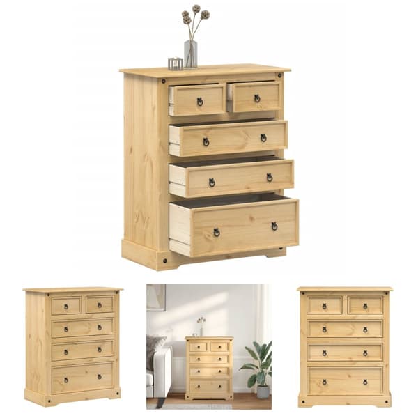 The Living Store Byrå Corona 92x48x114 cm massiv furu -  Lagringskistor