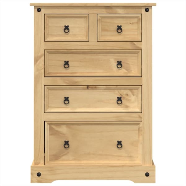 The Living Store kommode Corona 80x43x114 cm massivt fyrretræ - Opbevaringskister
