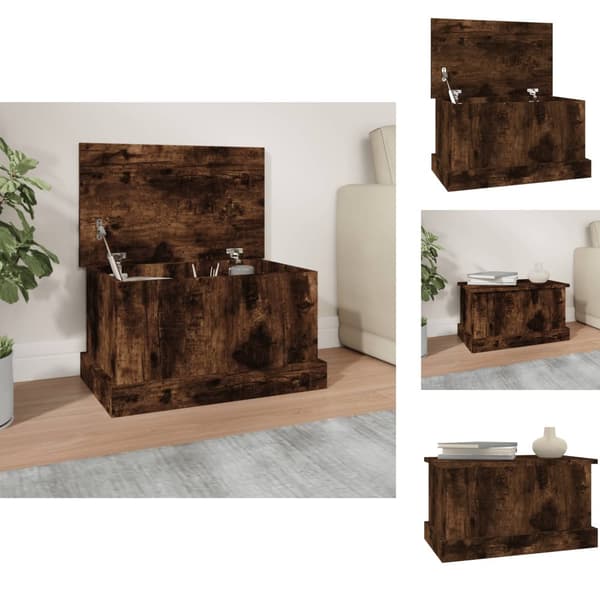Opbevaringskister - Living opbevaringskasse 50x30x28 cm konstrueret træ røget egetræsfarve