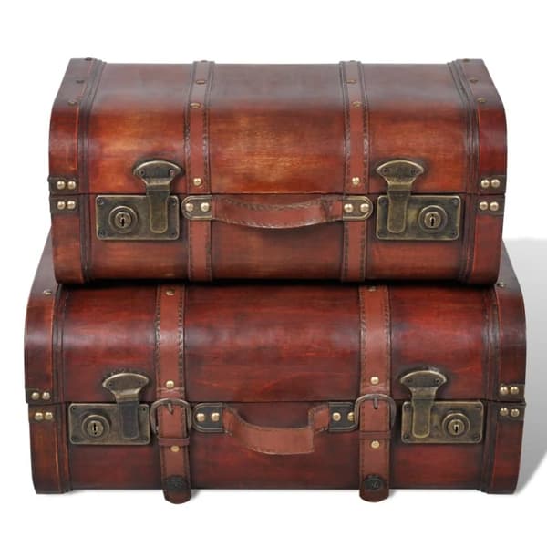 Opbevaringskister - Living skattekiste vintagestil 2 stk. brun træ