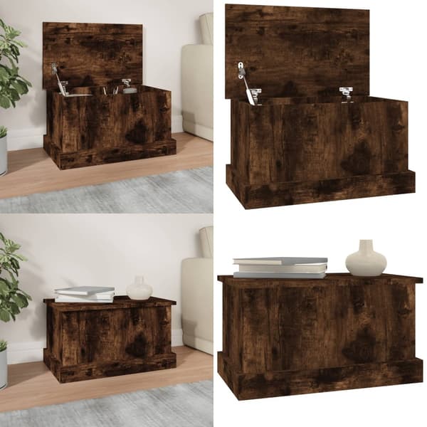 Förvaringslåda rökfärgad ek 50x30x28 cm konstruerat trä - Förvaringslåda - Förvaringslådor - Home & Living