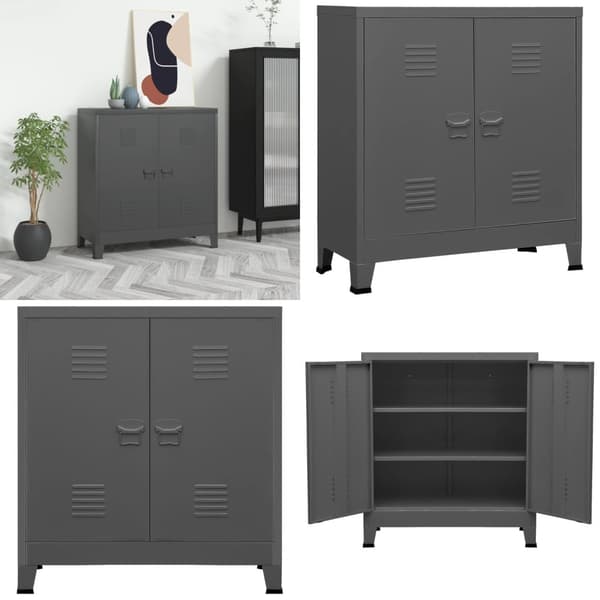 Industriellt förvaringsskåp antracit 90x40x100 cm stål - Förvaringskista - Förvaringskistor - Home & Living