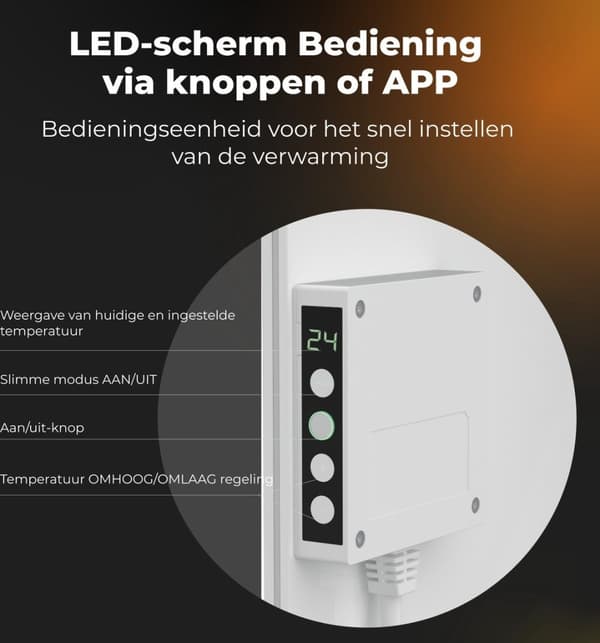 Aeno infrarød varmelegeme Premium Eco Smart LED GH3S 700W WH detail (AGH0003S)