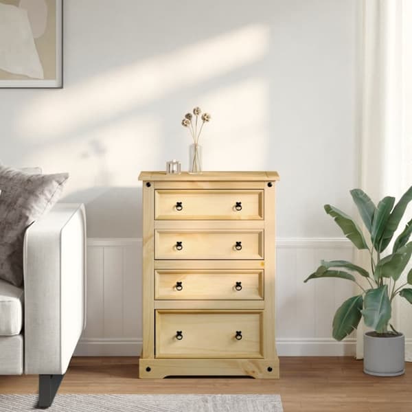 kommode Corona 80x43x114 cm massivt fyrretræ