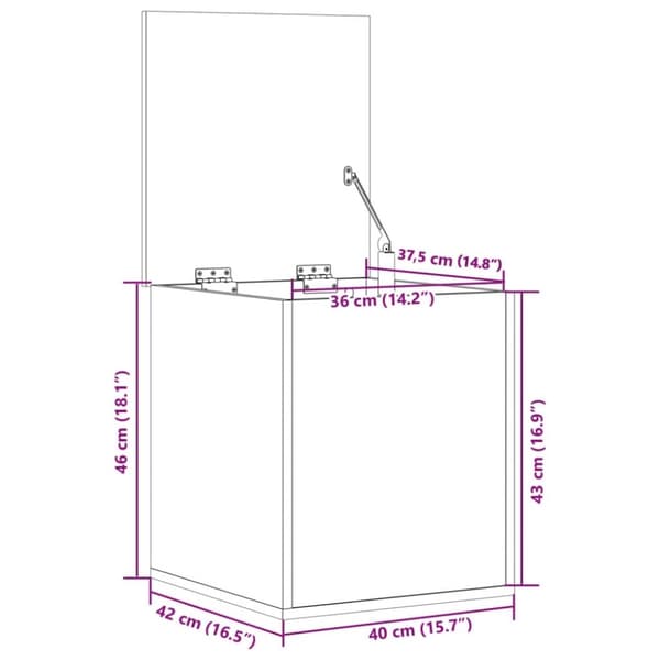 vidaXL opbevaringsboks 40x42x46 cm konstrueret træ sort