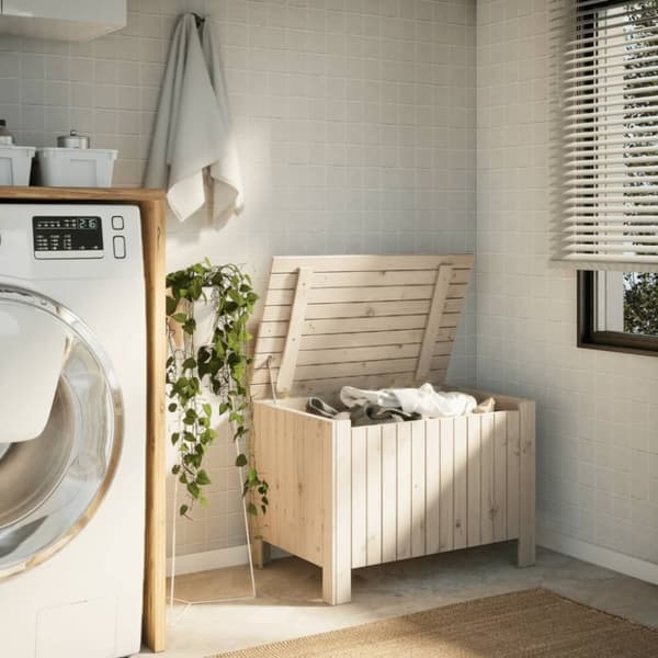 vidaXL opbevaringsboks med låg RANA 80x49x54 cm massivt fyrretræ