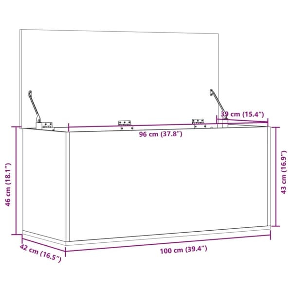vidaXL Oppbevaringsboks sonoma eik 100x42x46 cm konstruert tre