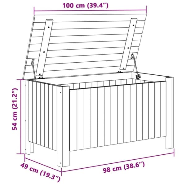 vidaXL Putekasse med lokk RANA 100x49x54 cm heltre furu