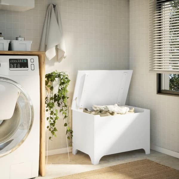 vidaXL opbevaringsboks med låg RANA 80x49x54 cm massivt fyrretræ hvid