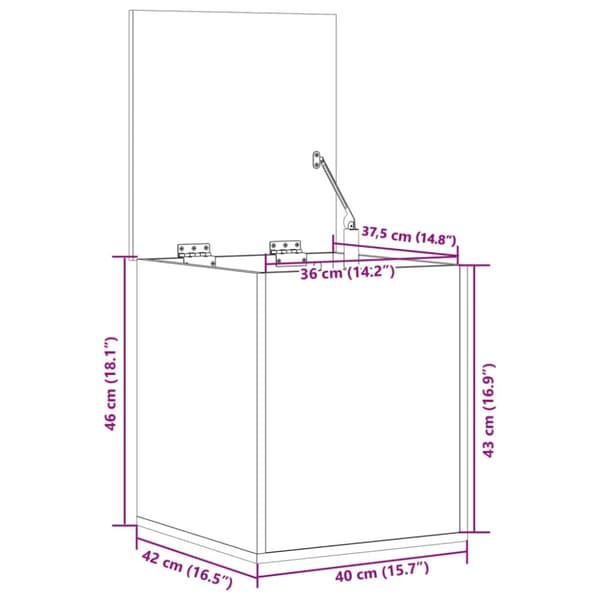 vidaXL Oppbevaringsboks brun eik 40x42x46 cm konstruert tre