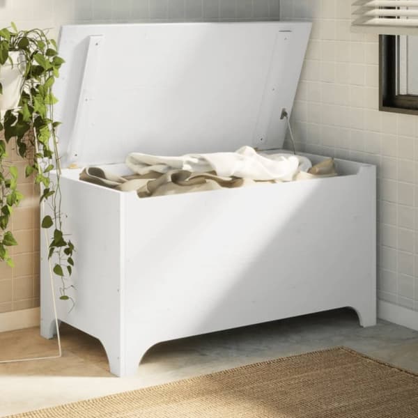 vidaXL Putekasse med lokk RANA hvit 100x49x54 cm heltre furu