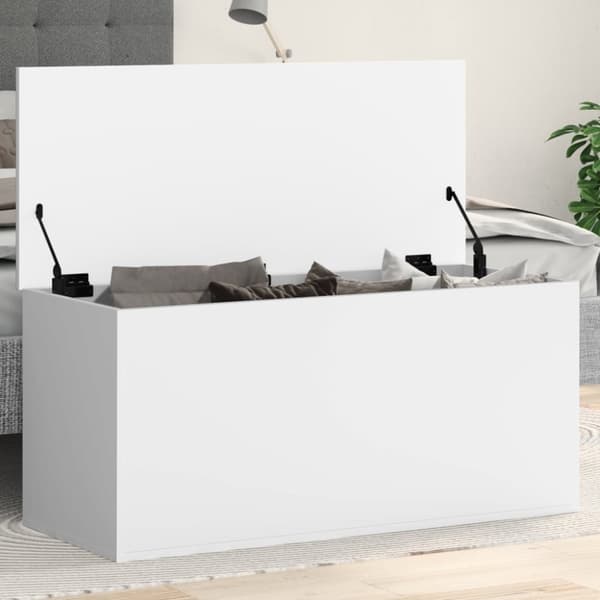 opbevaringsboks 100x42x46 cm konstrueret træ hvid