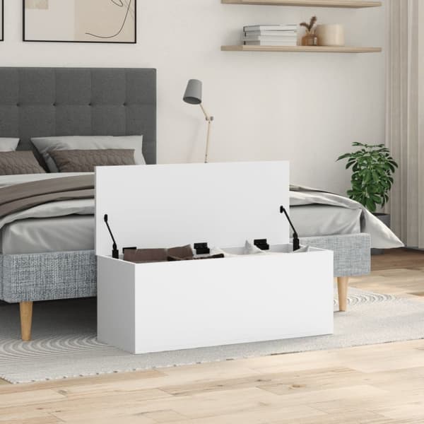 opbevaringsboks 90x35x35 cm konstrueret træ hvid