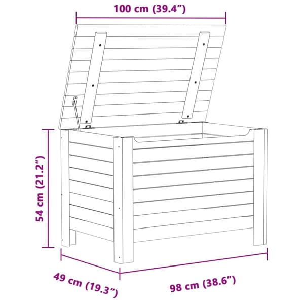 Förvaringslåda med lock RANA vit 100x49x54 cm massiv furu