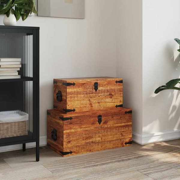 Förvaringskista set 2 st robust mangoträ