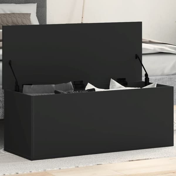 Förvaringslåda svart 90x35x35 cm konstruerat trä