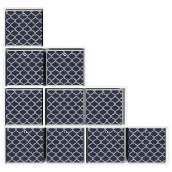 Vikbar förvaringslådor 10 st blå 32x32x32 cm non-woven tyg