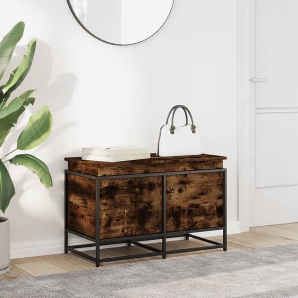 Förvaringslåda lock rökfärgad ek 80x40x51,5 cm konstruerat trä