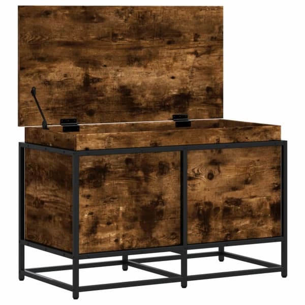 Förvaringslåda lock rökfärgad ek 80x40x51,5 cm konstruerat trä