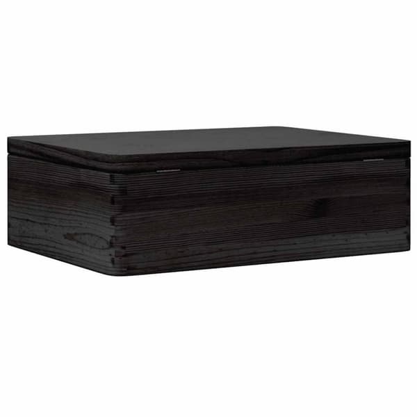 Trälåda med lock svart 40x30x13 cm massiv furu