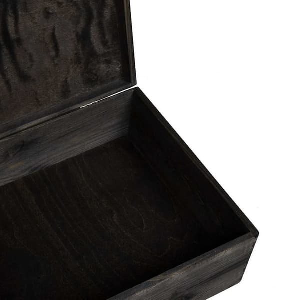Trälåda med lock svart 40x30x13 cm massiv furu