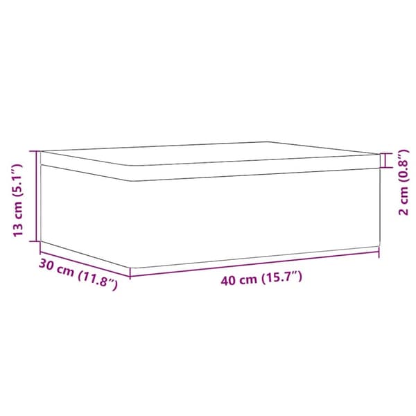 Trälåda med lock svart 40x30x13 cm massiv furu
