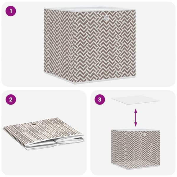 opbevaringskasser 4 stk. 32x32x32 cm foldbare stof brun