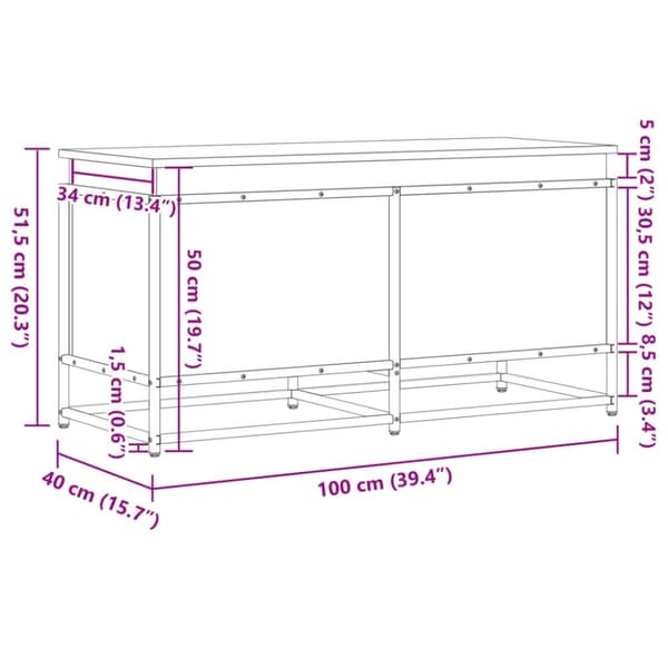 Förvaringslåda med lock sonoma-ek 100x40x51,5cm konstruerat trä