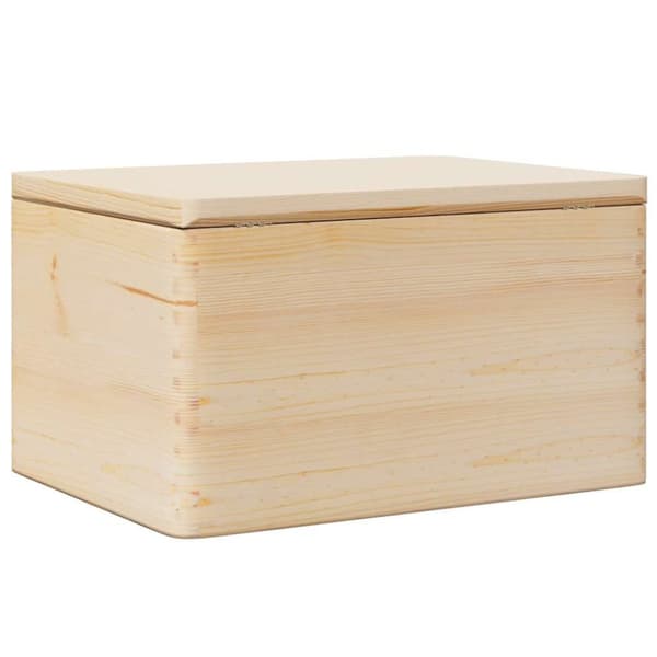 trækasse med låg 40x30x23 cm massivt fyrretræ