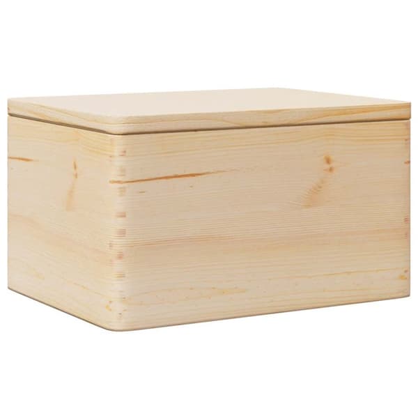 trækasse med låg 40x30x23 cm massivt fyrretræ