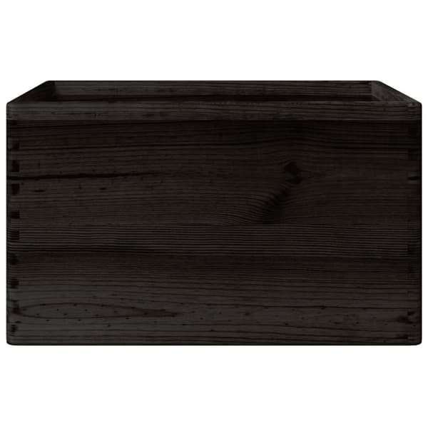 Trälåda med handtag svart 40x30x23 cm massiv furu