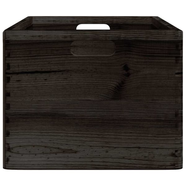 Trälåda med handtag svart 40x30x23 cm massiv furu