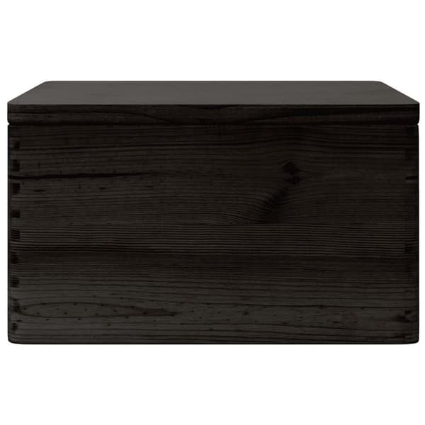 trækasse med låg sort 40x30x23 cm massivt træ fyrretræ