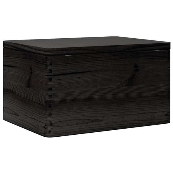 trækasse med låg sort 40x30x23 cm massivt træ fyrretræ