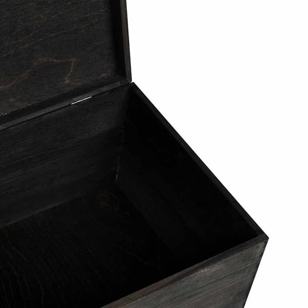 trækasse med låg sort 40x30x23 cm massivt træ fyrretræ