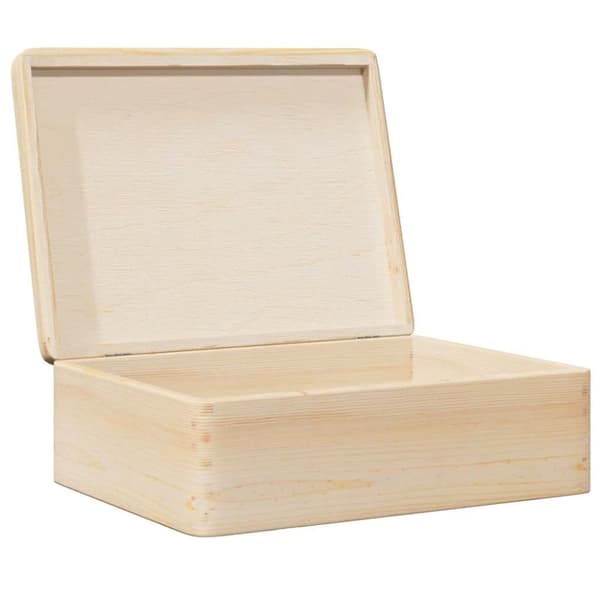 trækasse med låg 40x30x13 cm massivt fyrretræ