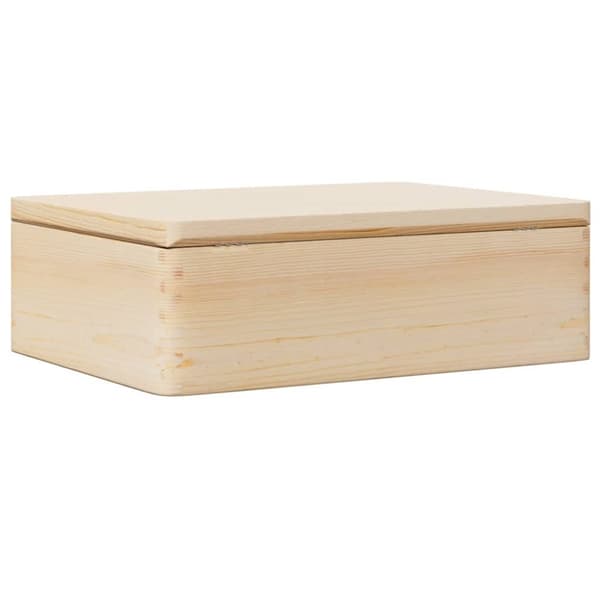 trækasse med låg 40x30x13 cm massivt fyrretræ
