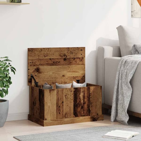 opbevaringskasse 70x40x38 cm konstrueret træ antikt træ