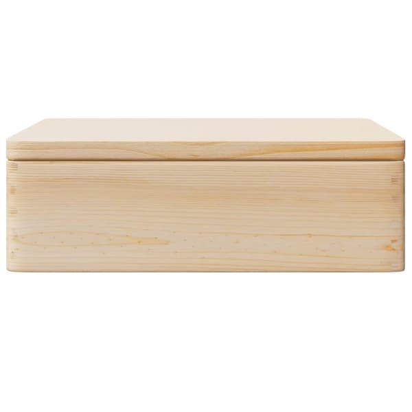 trækasse med låg og håndtag 40x30x13 cm massivt fyrretræ