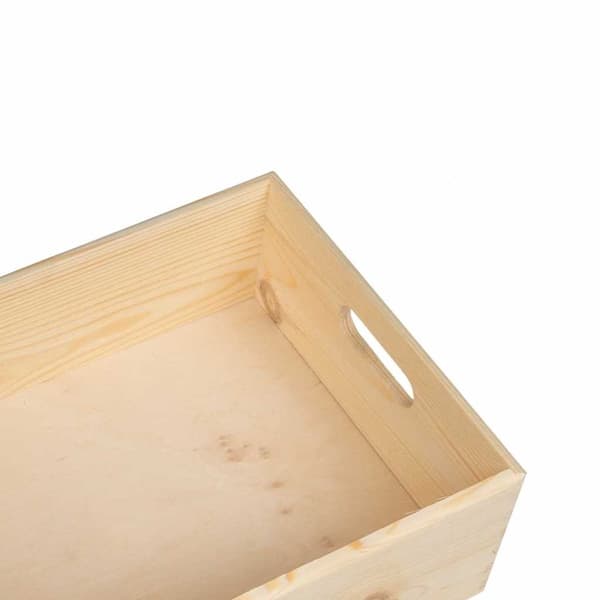 puulaatikko kahvoilla 40x30x13cm massiivi mäntypuuta